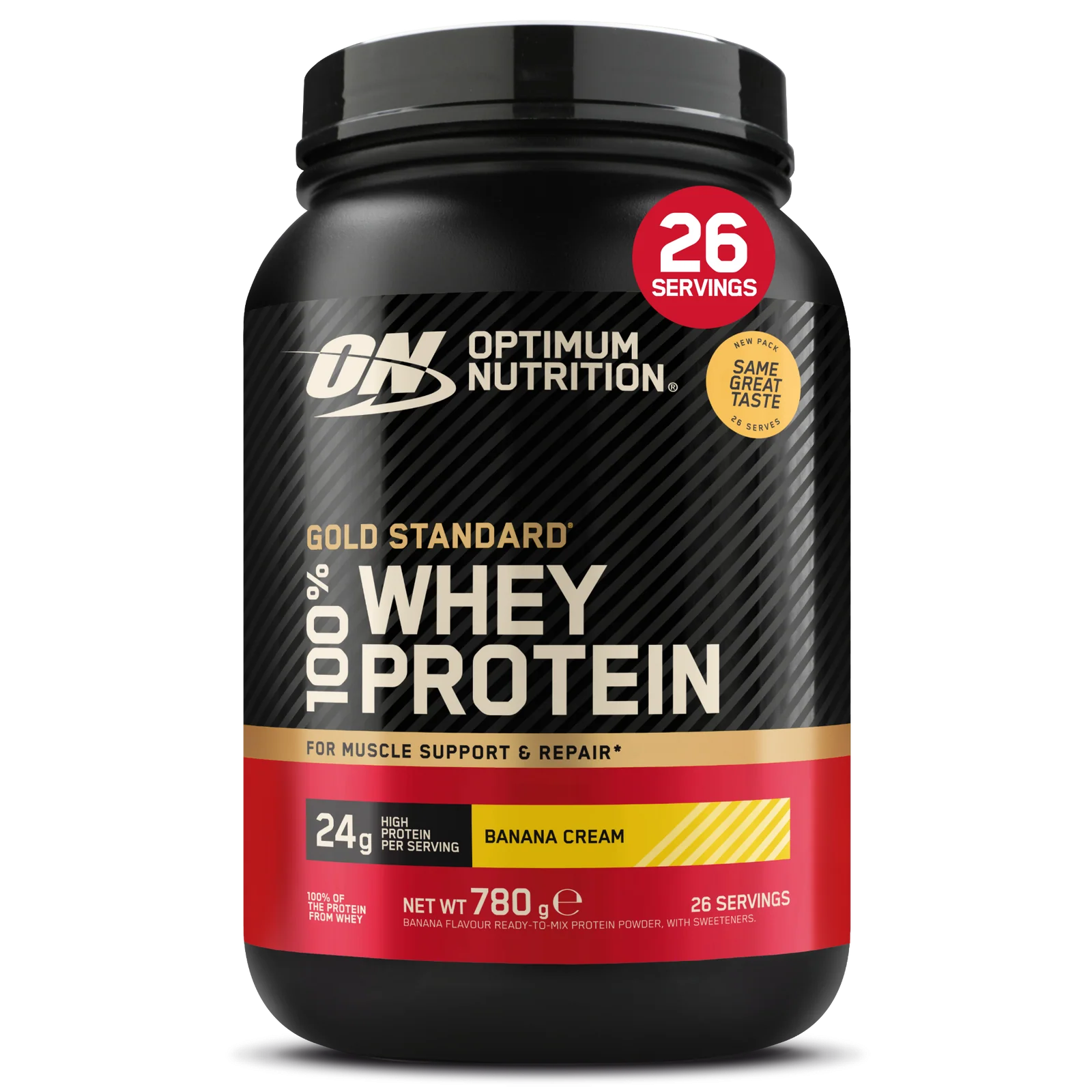 Proteina din zer, Optimum Nutrition, 100% Whey Gold Standard Protein, 750 de grame, pudra proteica Banana Cream
