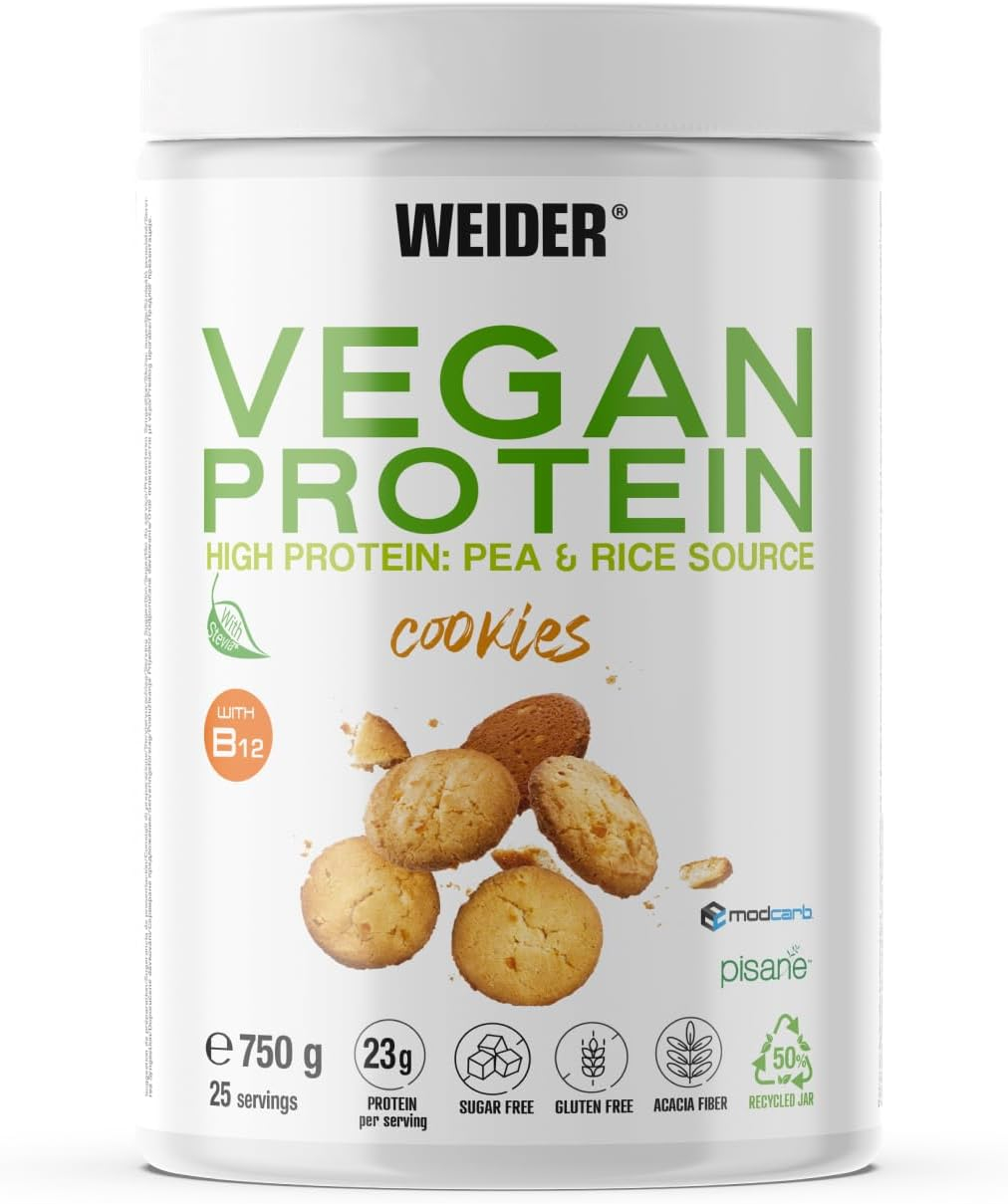 Proteina vegana, Weider, Vegan protein, 750 de grame, pudra proteica Cookies