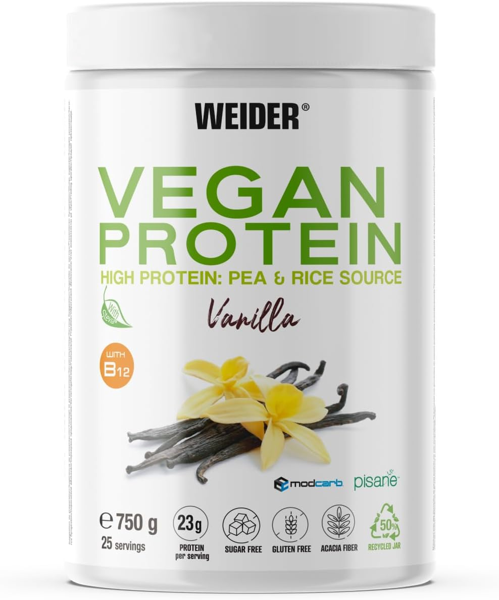 Proteina vegana, Weider, Vegan protein, 750 de grame, pudra proteica Vanilla