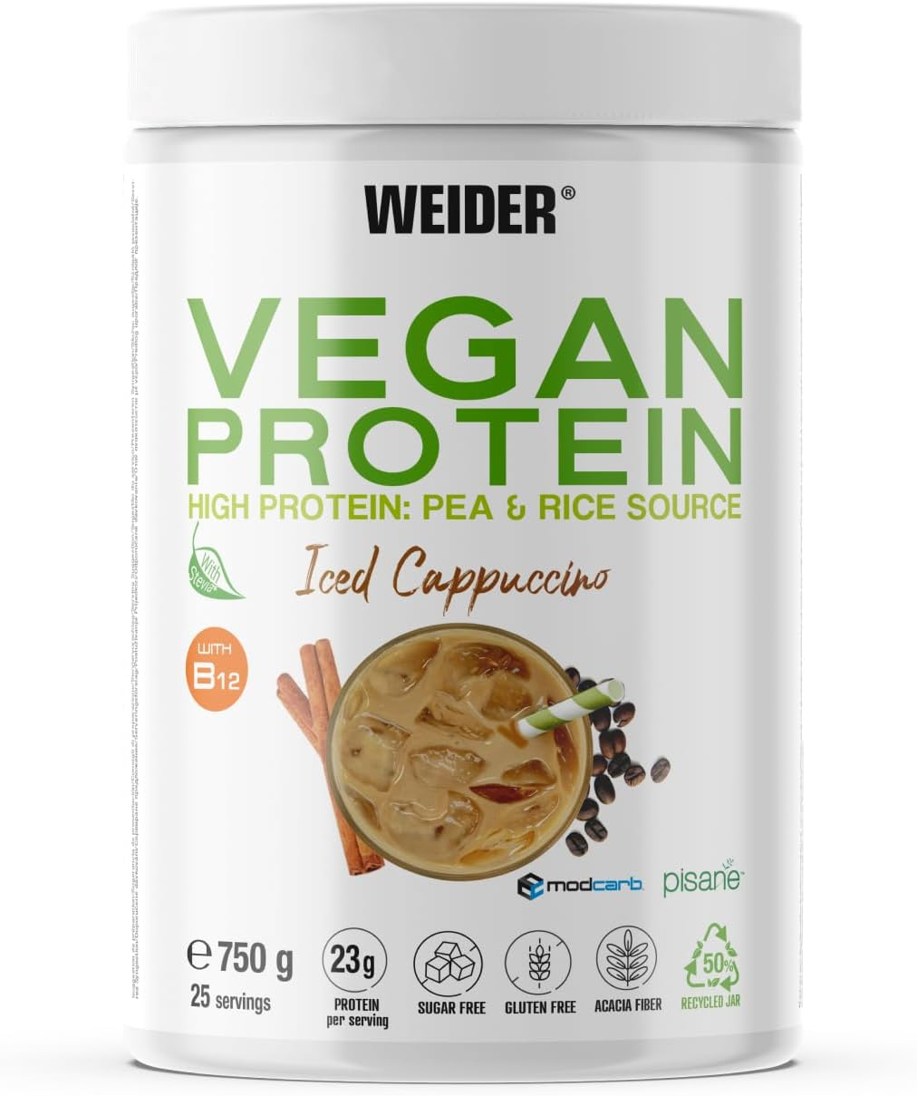 Proteina vegana, Weider, Vegan protein, 750 de grame, pudra proteica Iced Capuccino