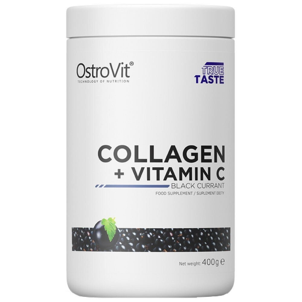 Supliment pentru articulatii cu colagen, Ostrovit, Collagen + Vitamina C, 400 de grame, pudra Blackcurrant