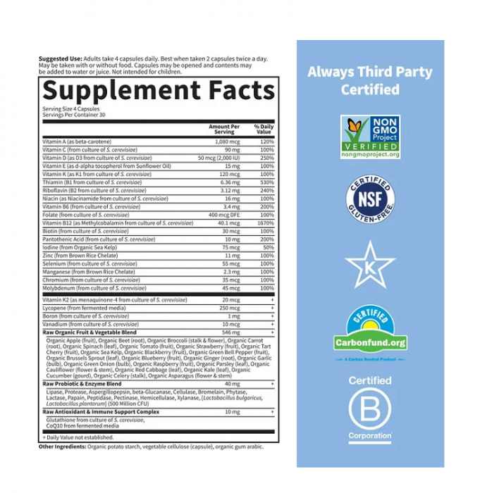 50 & Wiser Men Vitamin Code Whole Food Multivitamin 120 Capsule - Garden of Life [2]