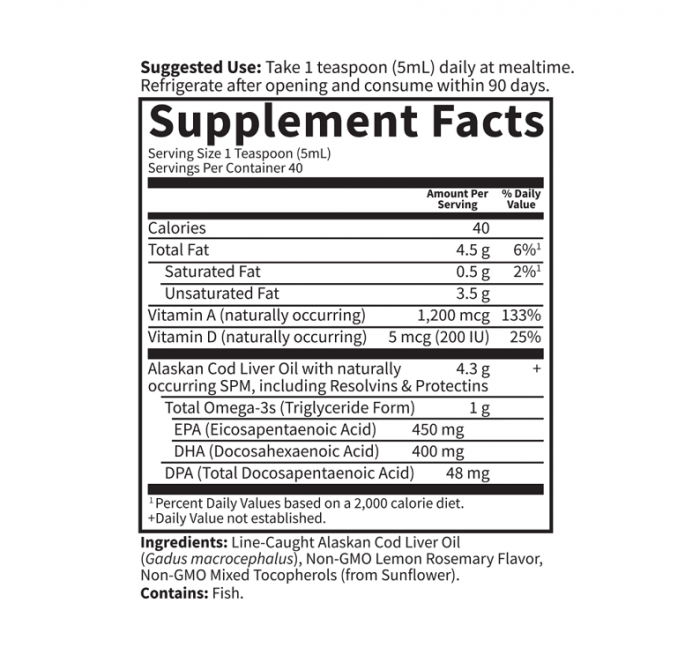 Alaskan Cod Liver Oil Liquid Dr. Formulated 200ml - Garden of Life [2]