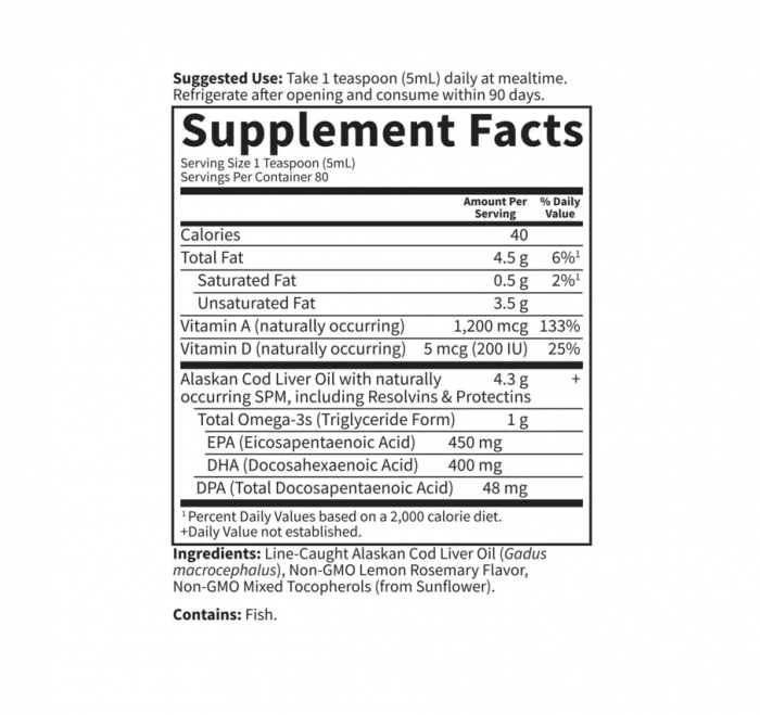 Alaskan Cod Liver Oil Liquid Dr. Formulated 400ml - Garden of Life [2]
