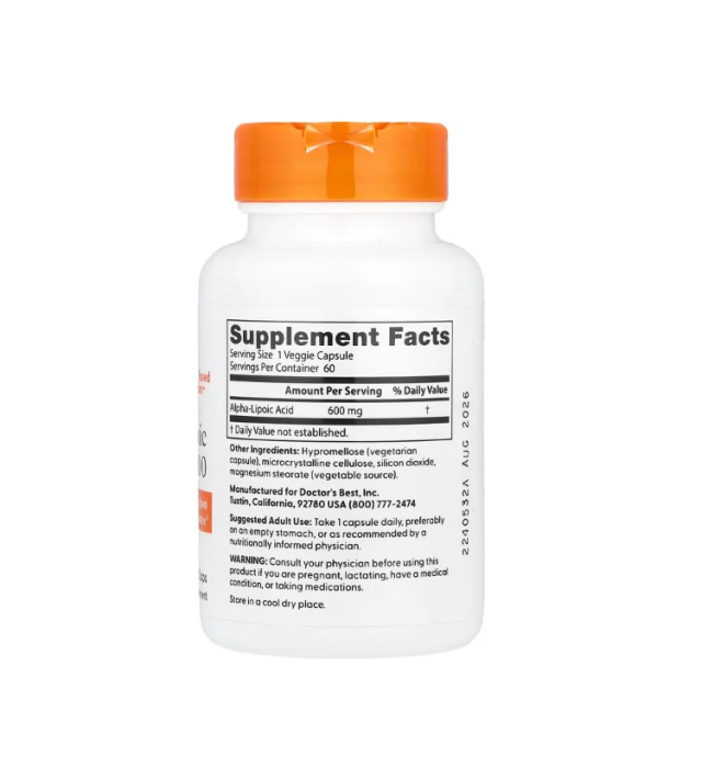 Alpha-Lipoic Acid 600mg 60 Veggie Caps - Doctor's Best [2]