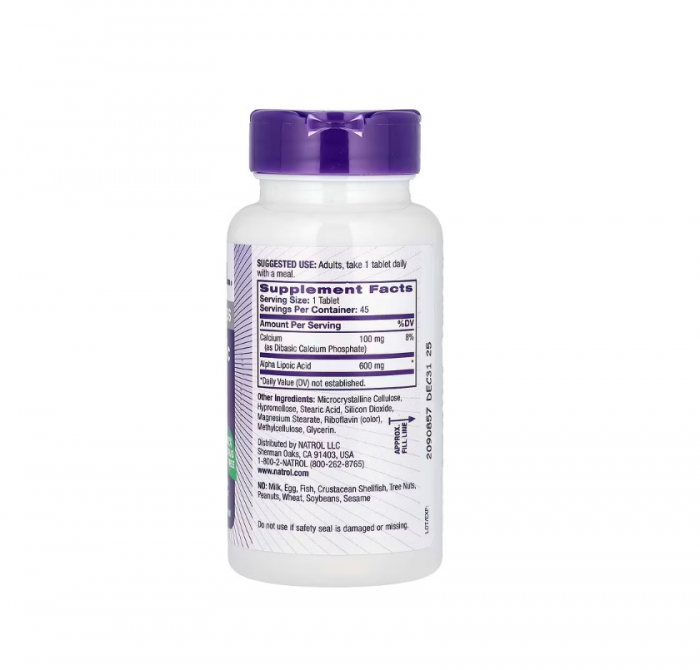 Alpha Lipoic Acid, Time Release 600 mg 45 tablete - Natrol [2]