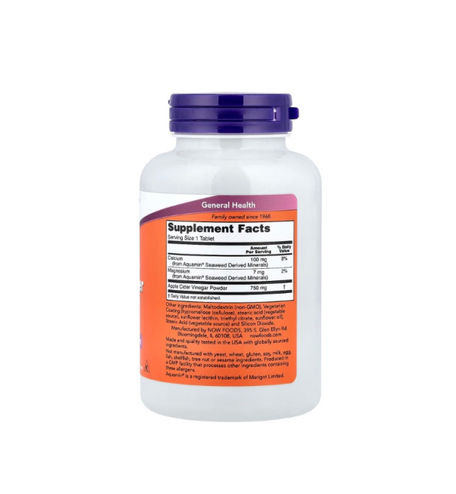 Apple Cider Vinegar, Extra Strength 750mg 180 tablete - NOW Foods [2]