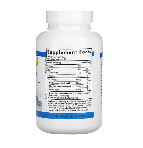 Arctic Omega Lemon 1000mg 180 Soft Gels - Nordic Naturals [2]