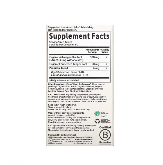 Ashwagandha Stress & Mood MyKind Organics 60 Tablete - Garden of Life [2]