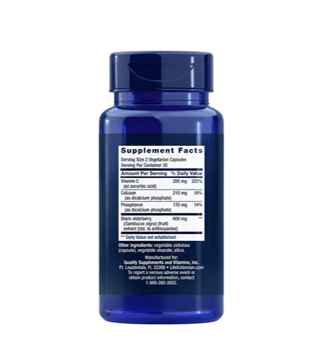Black Elderberry + Vitamin C 60 Capsule - Life Extension [2]