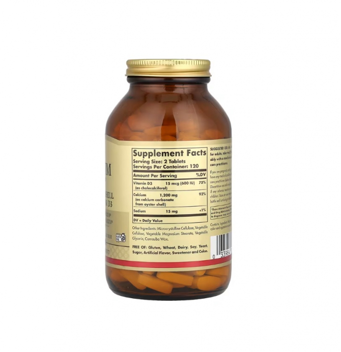 Calcium "600" from Oyster Shell with Vitamin D3 240 tablete - Solgar [2]