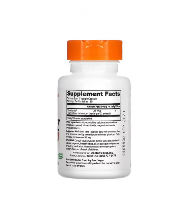 Calm-Z with Zembrin 25mg 60 Capsule - Doctor's Best [2]