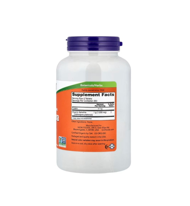 Certified Organic Spirulina 500mg 500 tablete - NOW Foods [2]
