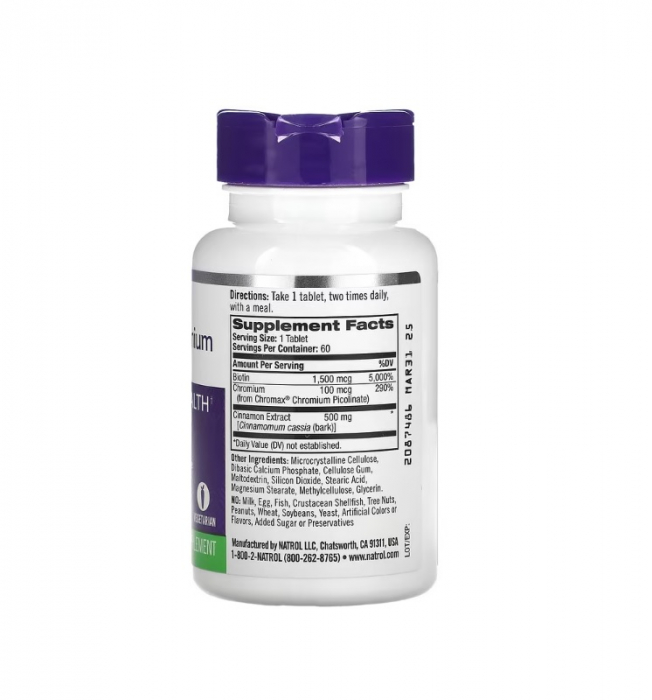 Cinnamon, Chromium & Biotin 60 tablete - Natrol [2]