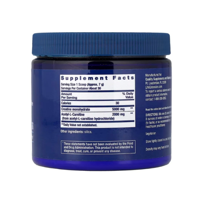 Creatine & Acetyl-L-Carnitine Energy Plus 233g - Life Extension [2]