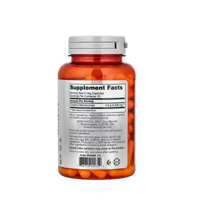 Creatine Monohydrate 750mg 120 capsule - NOW Foods [2]