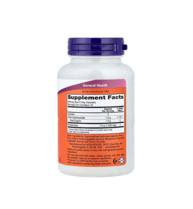 D-Mannose 500mg 120 capsule - NOW Foods [2]