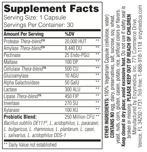 Digest Basics + Probiotics 30 capsule - Enzymedica [2]