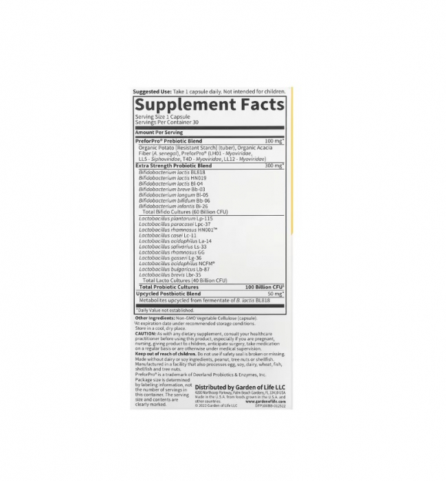 Dr. Formulated Probiotics 100 Billion 30 capsule vegetale - Garden of Life [2]