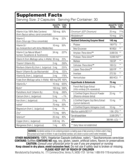 Enzyme Nutrition Multi-Vitamin Two Daily 60 Capsule - Enzymedica [2]