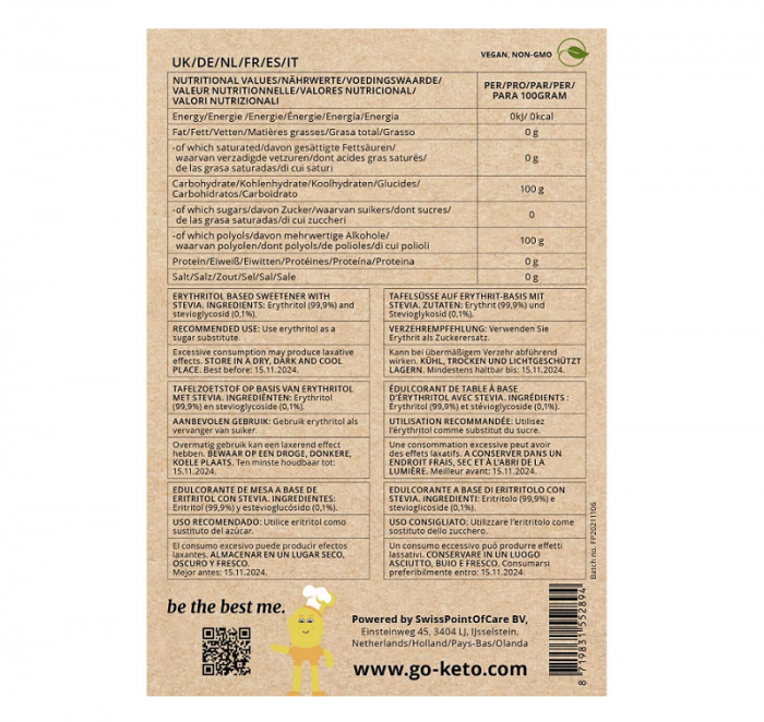 Erythritol & Stevia 1000gr - GO-Keto [2]