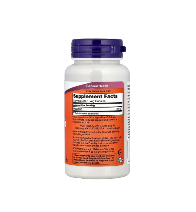 Extra Strength Melatonin 10mg 100 capsule - NOW Foods [2]