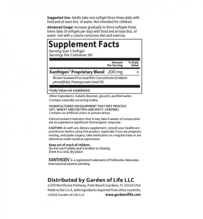 FucoThin 90 Softgels - Garden of Life [2]