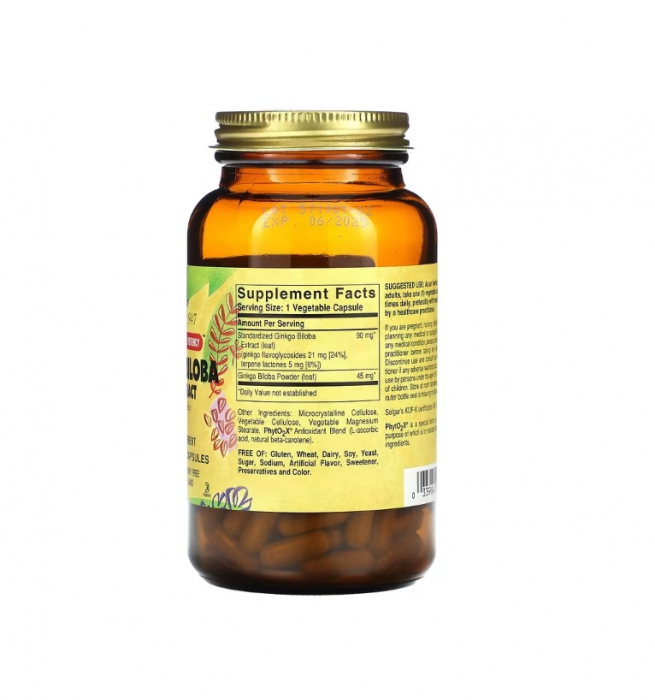 Ginkgo Biloba Leaf Extract 180 capsule vegetale - Solgar [2]