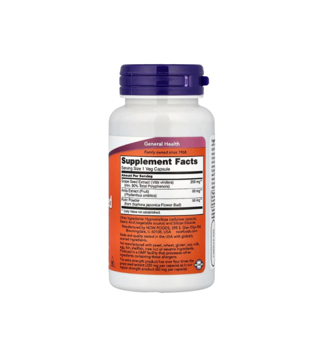 Grape Seed Extra Strength 250mg 90 capsule - NOW Foods [2]