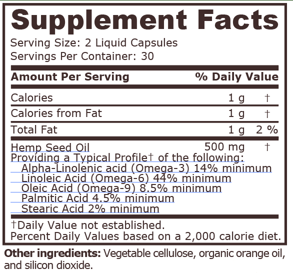 Hemp Seed Oil 500mg 60capsule - Pure Nutrition [2]
