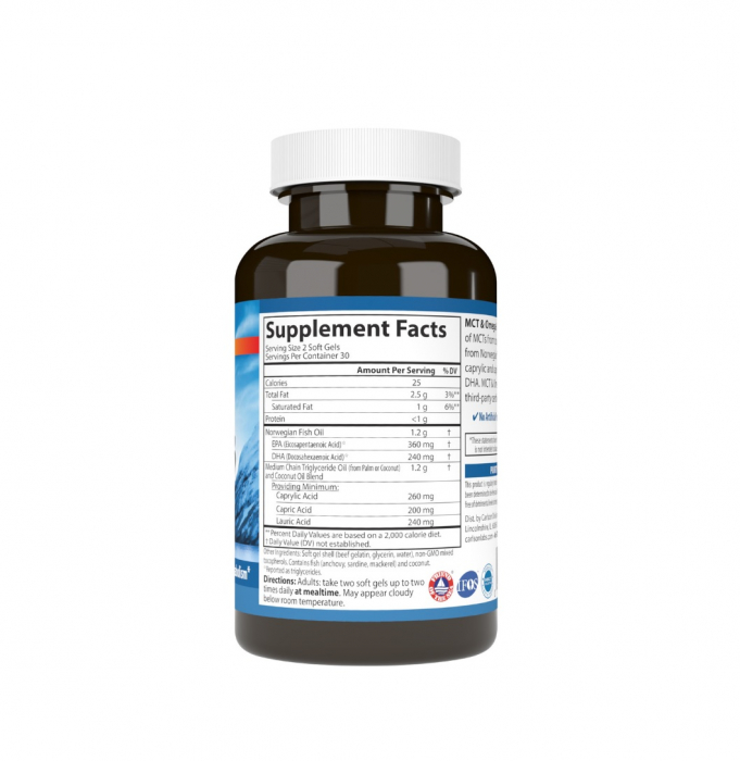 Keto-Friendly MCT & Omega-3 with Coconut & Fish Oil 120 + 30 capsule moi - Carlson [2]