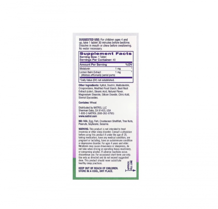 Kids Melatonin Strawberry Fast Dissolve 1mg 40 tablete - Natrol [2]