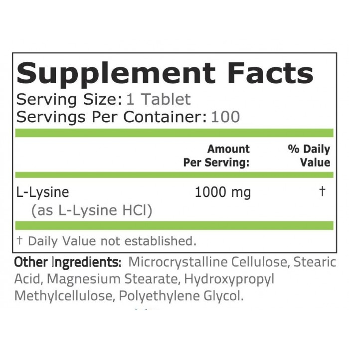 L-Lysine 1000mg 100 capsule - Pure Nutrition [2]