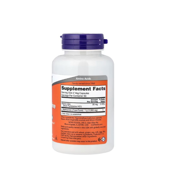L-Methionine 500mg 100 capsule - NOW Foods [2]