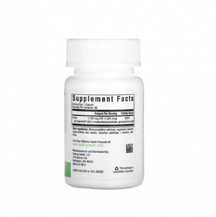 L-Methylfolate L-5-MTHF 1700mcg DFE 60 Capsule - Seeking Health [2]