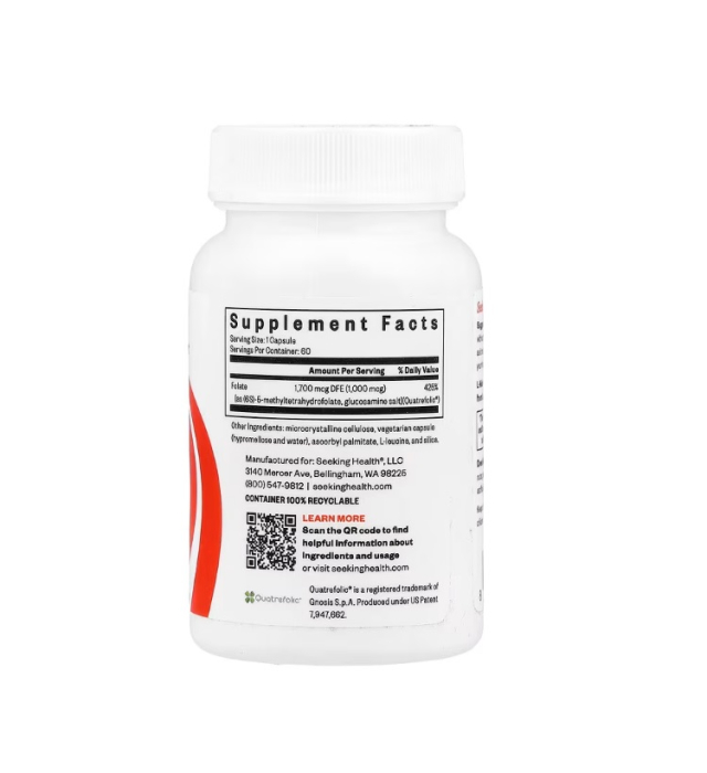 L-Methylfolate L-5-MTHF 1700mcg DFE 60 Capsule - Seeking Health [2]