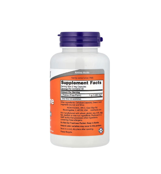 L-Proline 500mg 120 capsule - NOW Foods [2]