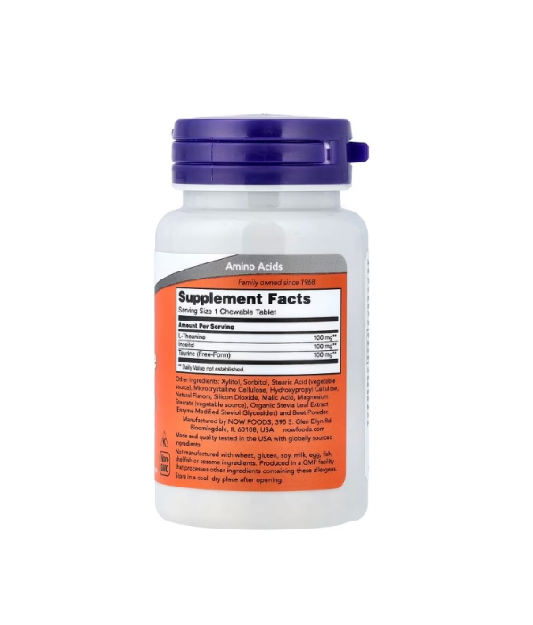 L-Theanine 100 mg With Inositol and Taurine 90 capsule masticabile - NOW Foods [2]