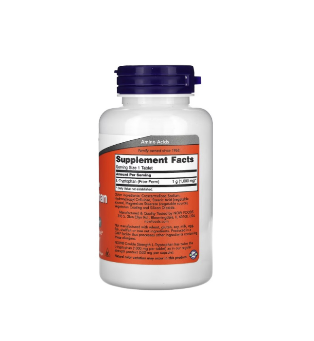 L-Tryptophan Double Strength 1000mg 60 tablete - NOW Foods [2]