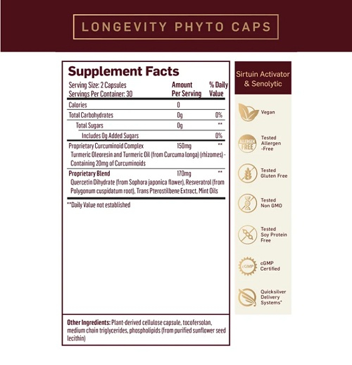 Longevity Phyto Caps 60 Capsule - Quickailver Scientific [2]