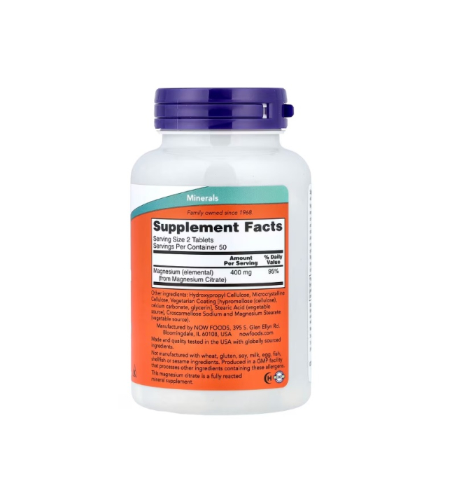Magnesium Citrate 200mg 100 tablete - NOW Foods [2]