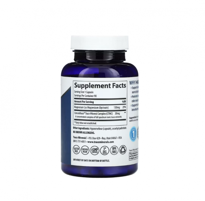 Magnesium Glycinate 120mg 90 Capsule - Trace Minerals [2]