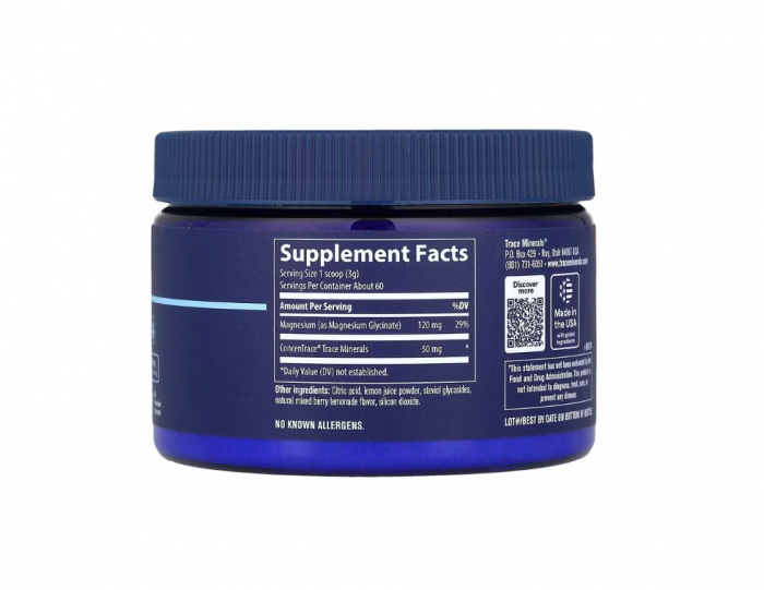Magnesium Glycinate Powder, Mixed Berry Lemonade 180 grame - Trace Minerals [2]
