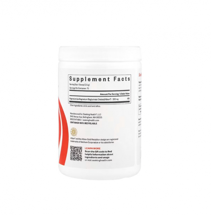 Magnesium Glycinate Pudra 200mg 187,5g 75 Portii - Seeking Health [2]