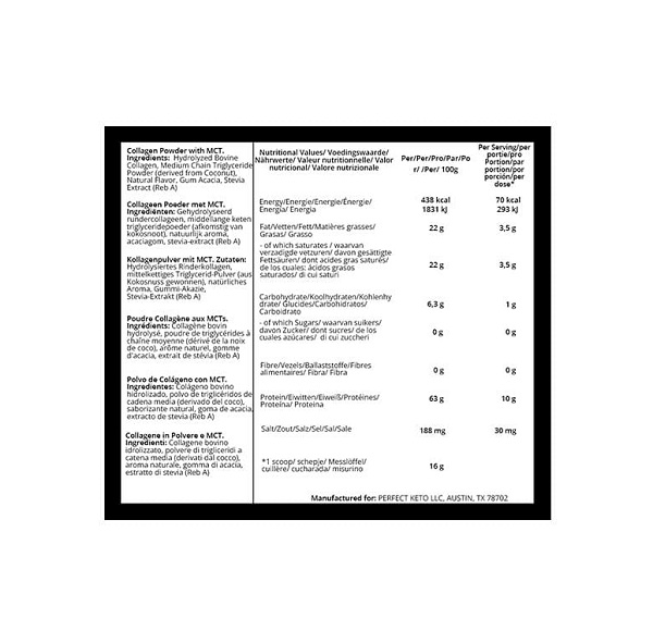 MCT Collagen Powder Vanilla 314g - Perfect Keto [2]