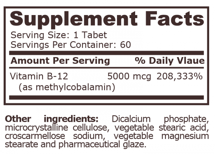 Methyl B-12 5000mcg 60 tablete - Pure Nutrition USA [2]