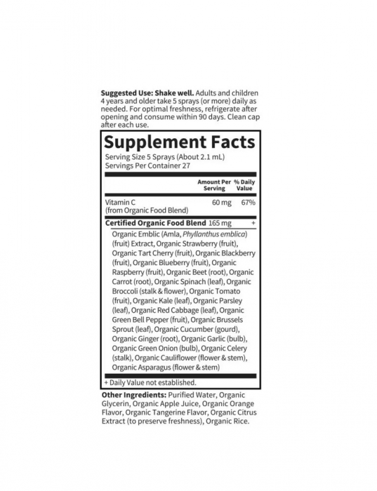 Mykind Organics Vitamin C Organic Spray Orange-Tangerine 58 ml. - Garden of Life [2]
