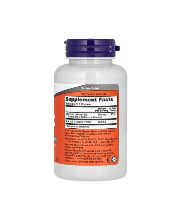 NAC N-Acetyl L-Cysteine 600mg 100 capsule - NOW Foods [2]