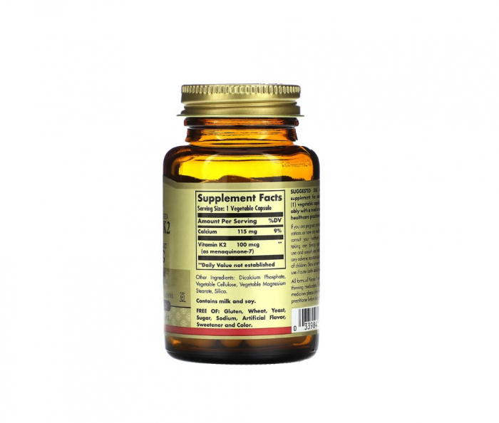 Naturally Sourced Vitamin K2 MK-7 from Natto Extract 100 mcg 50 capsule vegetale - Solgar [2]