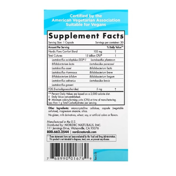 Nordic Flora Probiotic Comfort 15 Billion CFU 30 Capsule - Nordic Naturals [2]